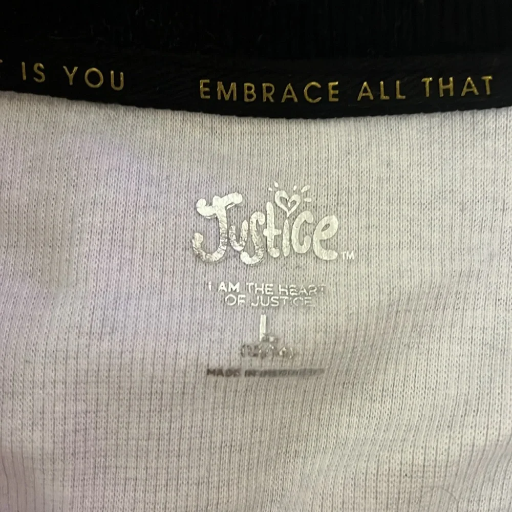 Justice Sport Girls' White & Black Cropped Sweatshirt